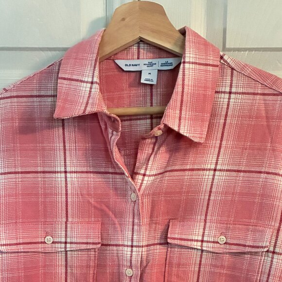 Old Navy "the Boyfriend Shirt" Pink Flannel Shirt - EUC - Picture 3 of 9